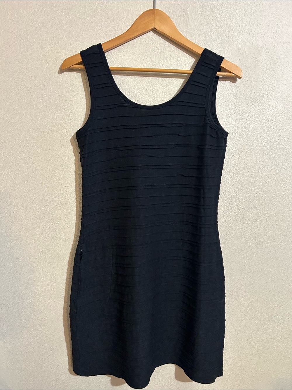 Toad&Co Black Textured Sleeveless Tank Dress Size Medium Pockets Organic Stretch